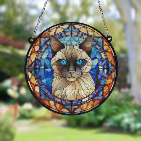 Cat Siamese Stained Glass Effect Suncatcher